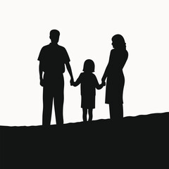 Silhouette of a Happy Family Parents and Child Holding Hands