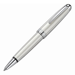 Naklejka premium Elegant Silver and White Ballpoint Pen with Glossy Finish on Transparent Background