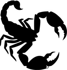 black silhouette of a scorpion isolated on white