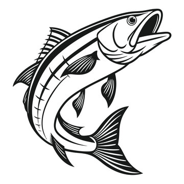 Black and White Snook Fish Logo Design for Seafood or Fishing Brand