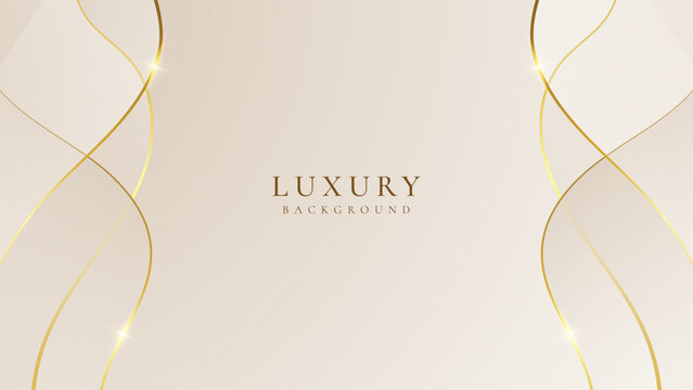 Luxury cream abstract background with golden lines. Elegant wave shapes for premium design, wedding invitation, business card, cosmetic branding, and stylish product packaging.