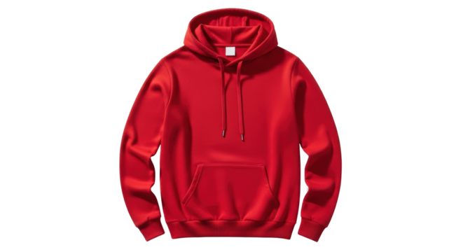 Isolated Bright Red Pullover Hoodie with Front Pocket
