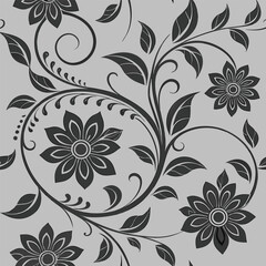 Stylish dark floral swirl illustration © rif Stock
