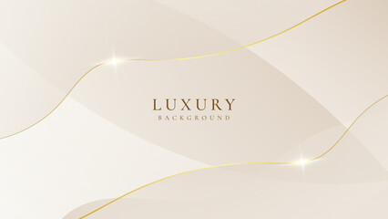 Luxury cream abstract background with golden lines. Elegant wave shapes for premium design, wedding invitation, business card, cosmetic branding, and stylish product packaging.