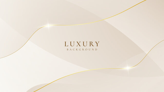 Luxury cream abstract background with golden lines. Elegant wave shapes for premium design, wedding invitation, business card, cosmetic branding, and stylish product packaging.