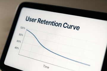 Obraz premium User Retention Curve Graph Analyzing Trends Over Time in Digital User Engagement and Interaction