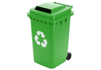 Isolated Green Recycling Bin with Recycle Symbol