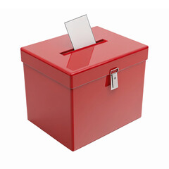 Red Voting Ballot Box with Slot and Ballot Paper for Elections and Democracy Concepts