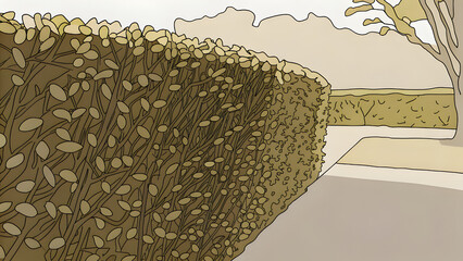 stone wall with a tree