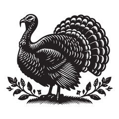 Silhouette Turkey black vector illustration style white background