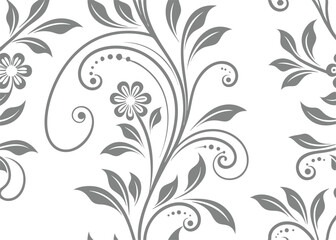 Floral pattern in grey and white for textiles, wallpapers, and decorative designs