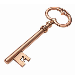 Vintage Copper Key Isolated with Transparent Background for Design and Decoration Use