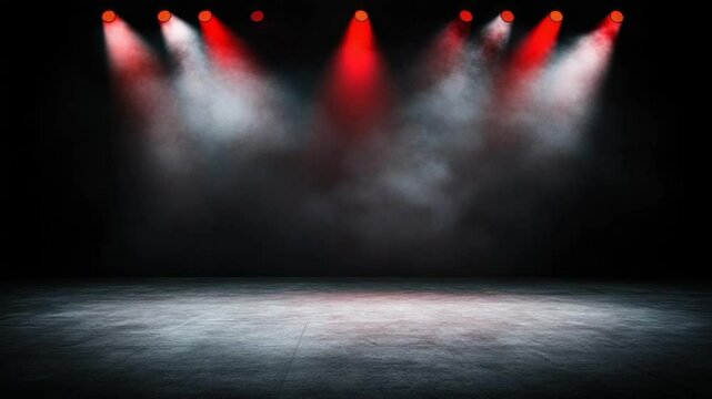 Red Spotlight Stage: Dramatic Empty Stage with Red and White Lighting