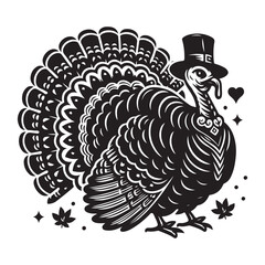 Fototapeta premium Silhouette Turkey black vector illustration white background