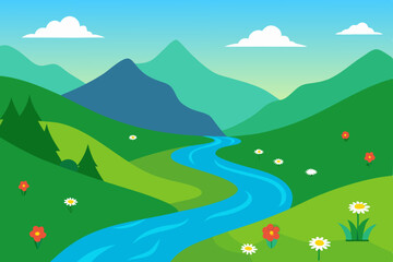 Fototapeta premium landscape with mountains and blue sky