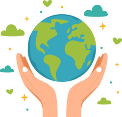 Hands holding Earth, environmental protection concept