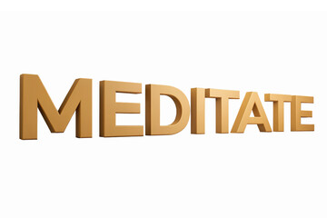 Meditate 3D Text for Mindfulness Relaxation and Wellness Promotion Transparent Background