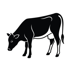 Obraz premium Grazing Cow Arched Back Vector Graphic
