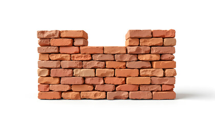 Obraz premium Brick wall with castle crenellations on white background