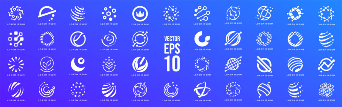 Set bundle tech global logo design