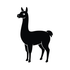 Naklejka premium Llama Upright Neck Vector Silhouette