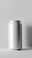 Blank Aluminum Can Displayed on a Light Gray Surface With Soft Shadows