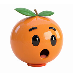 Obraz premium Surprised Cartoon Orange Character with Leaf and Big Eyes on Transparent Background