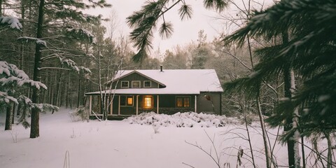 Winter Cabin in the Woods