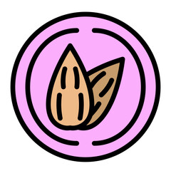 Almond Ice Cream Cone Vector Filled Icon Design