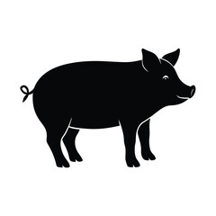 Fototapeta premium Pig Side Vector Silhouette