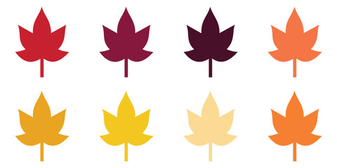 Autumn Leaves Icon Set – Seasonal Fall Foliage Vector Collection
