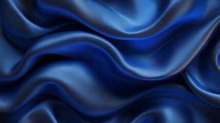 Obraz premium Wavy royal blue satin fabric texture, draped and shimmering in the light
