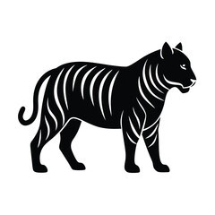 Obraz premium Tiger Striking Clean Vector Silhouette