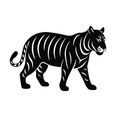 Obraz premium Tiger Walking Side Vector Graphic