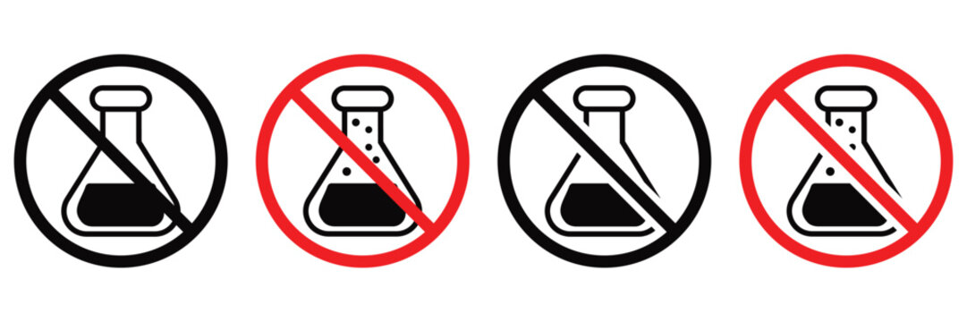 No Toxic Chemicals or Preservatives Sign – Chemical-Free Safety Symbol Vector Icon Set