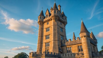 Fototapeta premium Beautiful medieval castle against blue sky