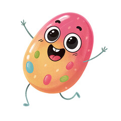 Fototapeta premium Happy Colorful Easter Egg Character with Expressions on Transparent Background