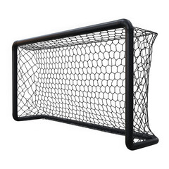 Black soccer goal net isolated on transparent background