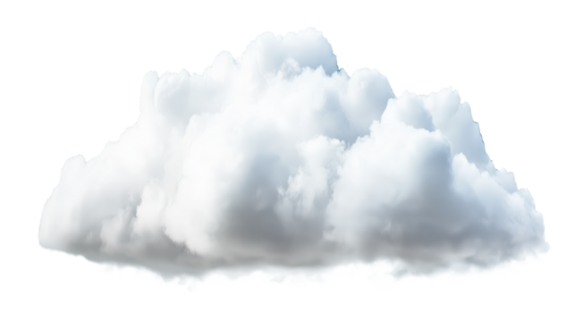 Realistic white cloud floating on transparent background