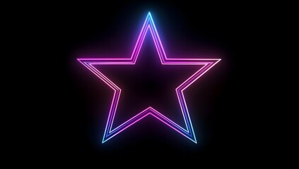 A symmetrical star pattern made of neon lines on a black background, with a glowing effect and blue and purple hues. 