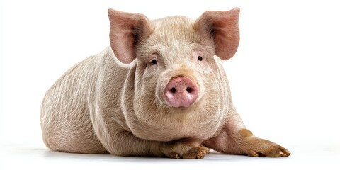 Adorable piglet lying down, showcasing its soft pink skin and endearing expression.