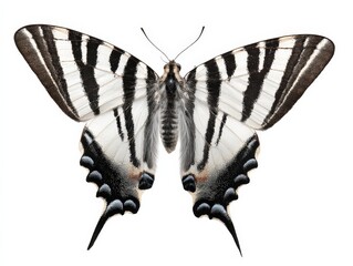 Striking black and white butterfly isolated on white background.