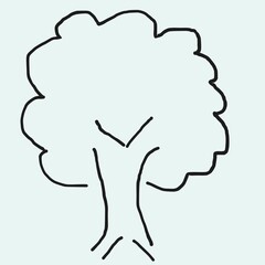 Tree plant doodle outline vector forest environment Continuous one line tree
