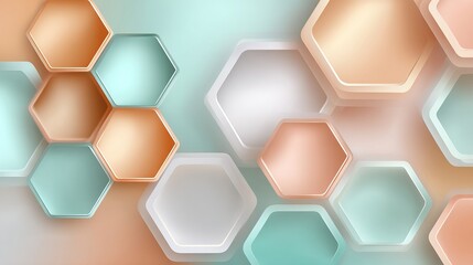 Pastel geometric shapes with soft shadows and highlights on gentle gradient background