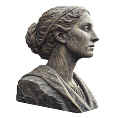 Detailed Bust Sculpture of a Classical Woman with Realistic Features and Textured Surface
