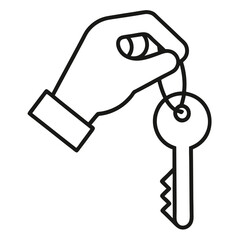 Hand Holding Key Vector Icon (Line Style)
