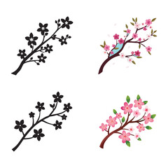 Cherry Blossom Branch Illustrations  for Design Projects