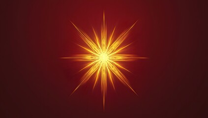 Obraz premium A simple, flat color background with symmetrical yellow rays radiating from the center on a dark red background. 