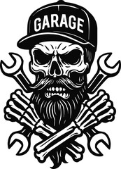 Skull Mechanic Vector EPS Design