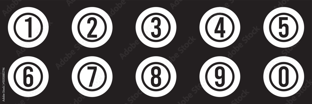 Poster number bullet point colorful markers 1 to 9. vector stock illustration. simple bullet point number i